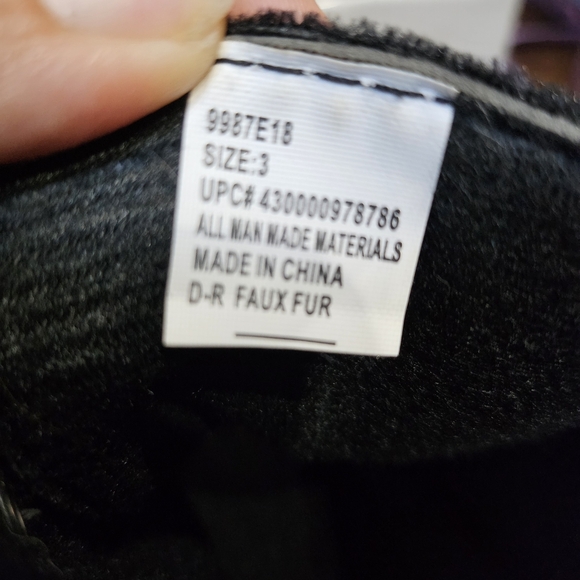 Stylish Black Velvet Girl's Lace Up Combat Boots Faux Fur Tops Size 3 - Picture 6 of 7